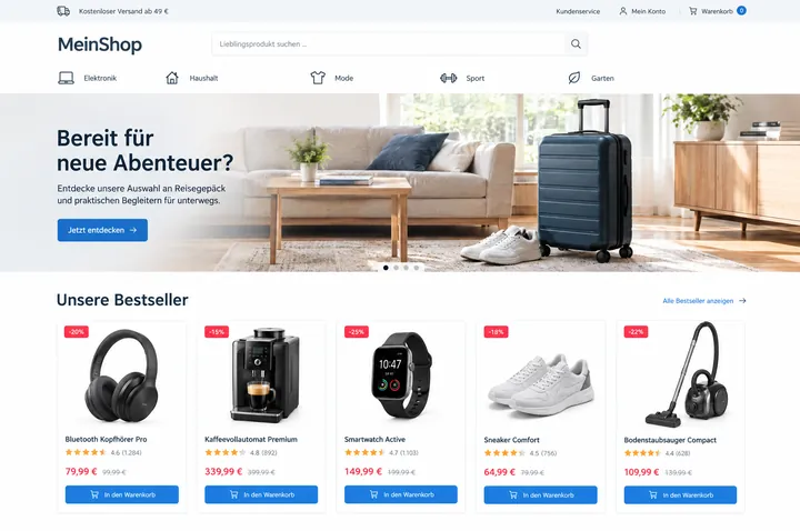 E-Commerce Plattform — Konzeptstudie auf dem Gerät
